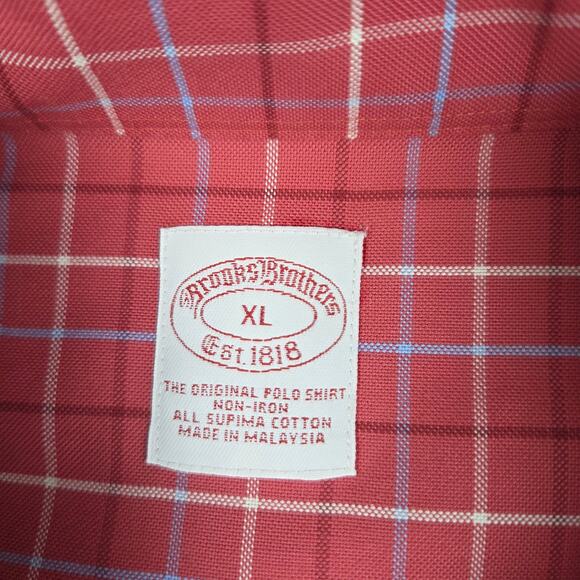 Brooks Brothers Shirt Mens Size XL Non Iron Supima Cotton Red Plaid Button Down - Picture 7 of 11